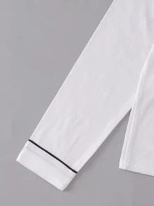 Conjunto De Ropa Para El Hogar Con Pantalones A Rayas Y Top De Manga Larga Con Estampado De Panda Para Niña (grande) - Blanco y Negro - Ver 3