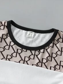 Boys Letter Graphic Colourblock Side Stripe PJ Set - Multicolor - View 3