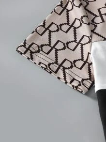 Boys Letter Graphic Colourblock Side Stripe PJ Set - Multicolor - View 4