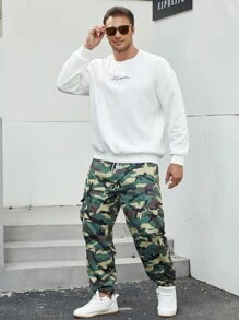 Manfinity Men Camo Print Flap Pocket Drawstring Waist Cargo Trousers - Multicolor - View 6
