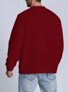 Manfinity Homme Men Plus Letter Graphic Thermal Lined Pullover - Burgundy - View 2