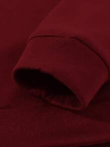 Manfinity Homme Men Plus Letter Graphic Thermal Lined Pullover - Burgundy - View 3