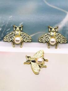 10 chiếc nút trang trí ngọc trai giả thiết kế ong tự làm - Nhiều màu - Xem 3