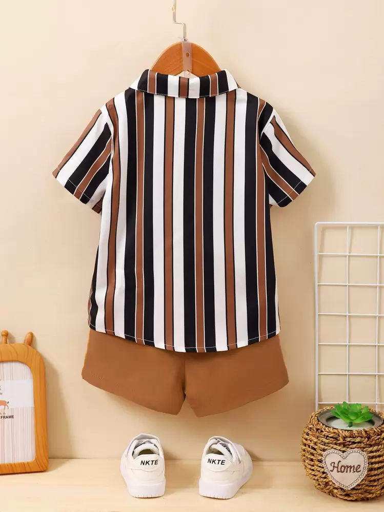 SHEIN Young Boy Striped Shirt & Shorts Summer Holiday - Multicolor - View 2