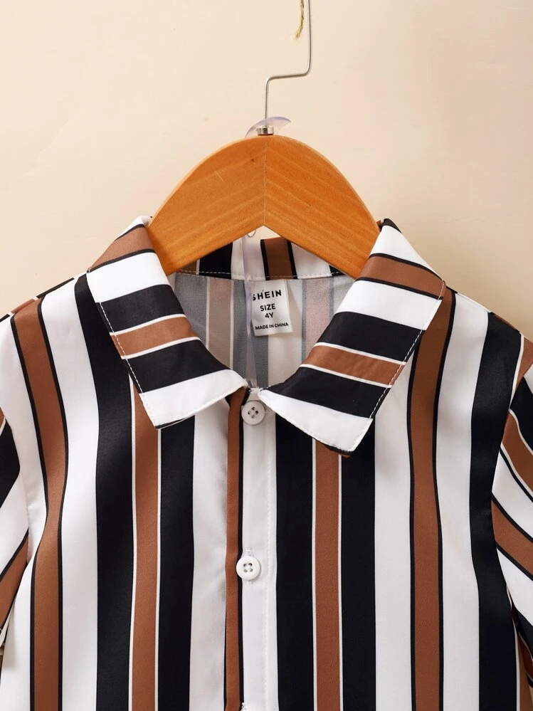 SHEIN Young Boy Striped Shirt & Shorts Summer Holiday - Multicolor - View 5
