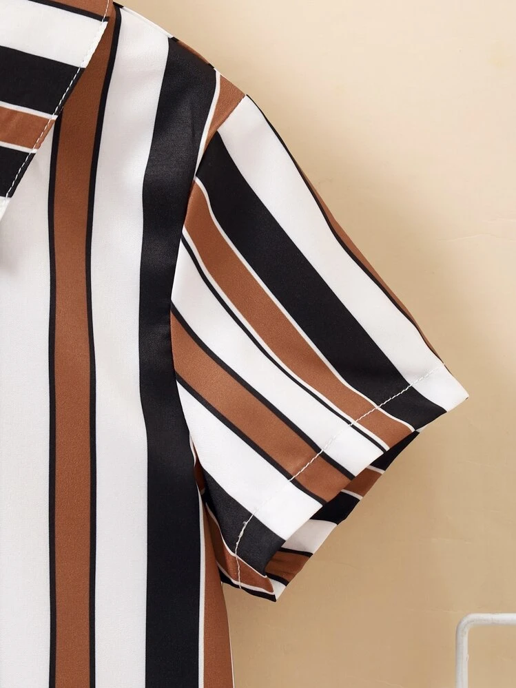 SHEIN Young Boy Striped Shirt & Shorts Summer Holiday - Multicolor - View 6