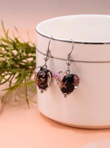 Heart Drop Earrings - Multicolor - View 3