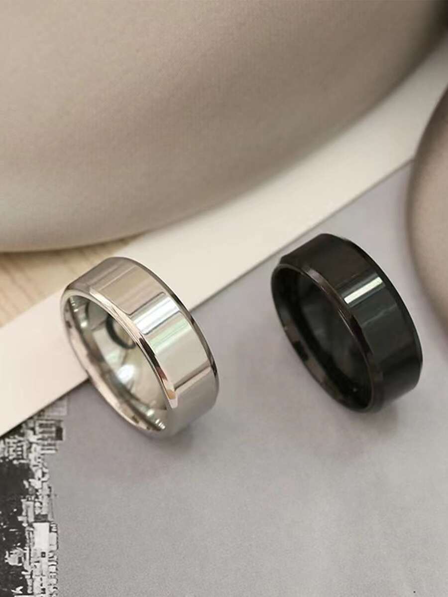 2 chiếc nhẫn nam tối giản, trang sức bằng thép không gỉ - Nhiều màu - Xem 1