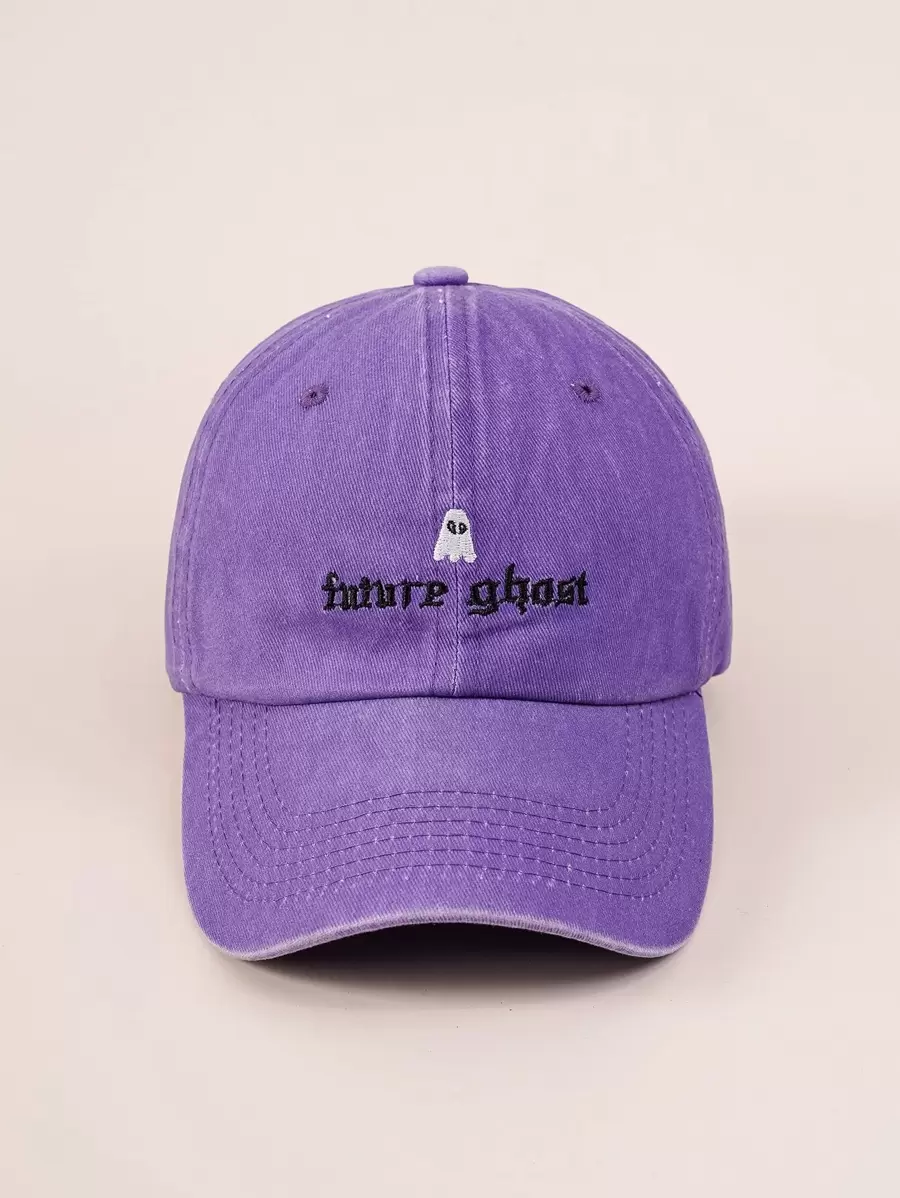 男士鬼与字母刺绣棒球帽街头万圣节 - 紫色 - 查看 1