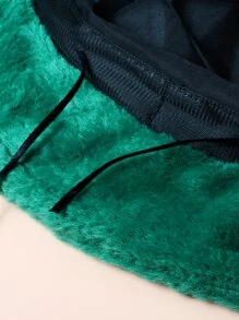 件女式可愛青蛙形厚毛絨漁夫帽，卡通設計，溫暖多功能漁夫帽 - 綠色 - 查看 5