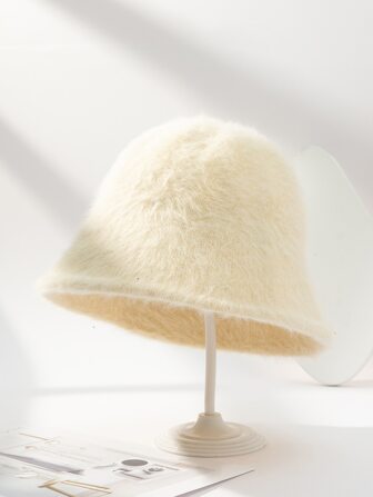 szt. Damskie Jednokolorowe sztuczna sierść królika Długie, pluszowe, wiatroszczelne, chroniące uszy kapelusz typu Bucket Nadaje się na codzienny strój podróżny