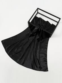 1入實色女士頭巾圍巾，多功能優雅頭巾，頭髮束帶，頭帶，打造完美裝扮的理想產品 - 黑色 - 查看 3