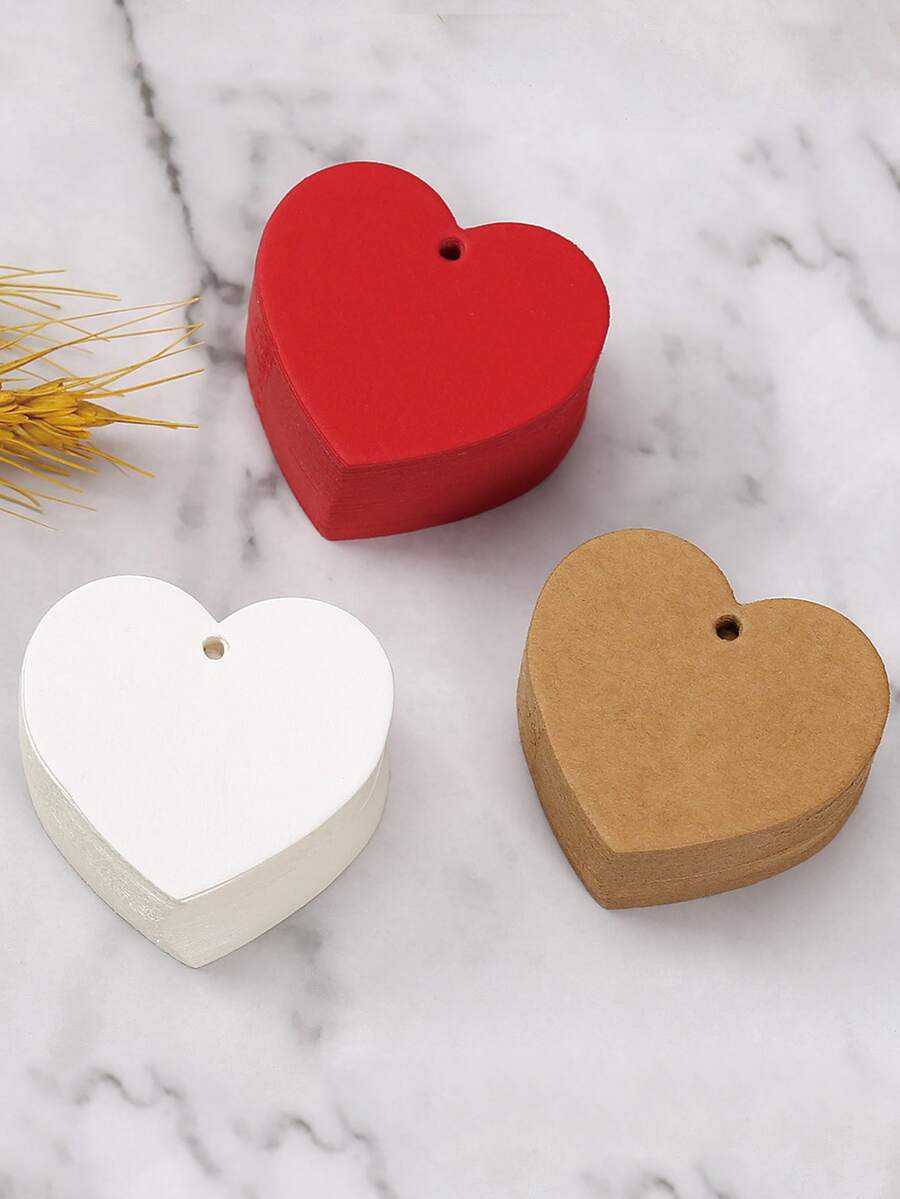 100 piezas Etiqueta para envolver regalos en forma de corazón de color al azar - Multicolor - Ver 1