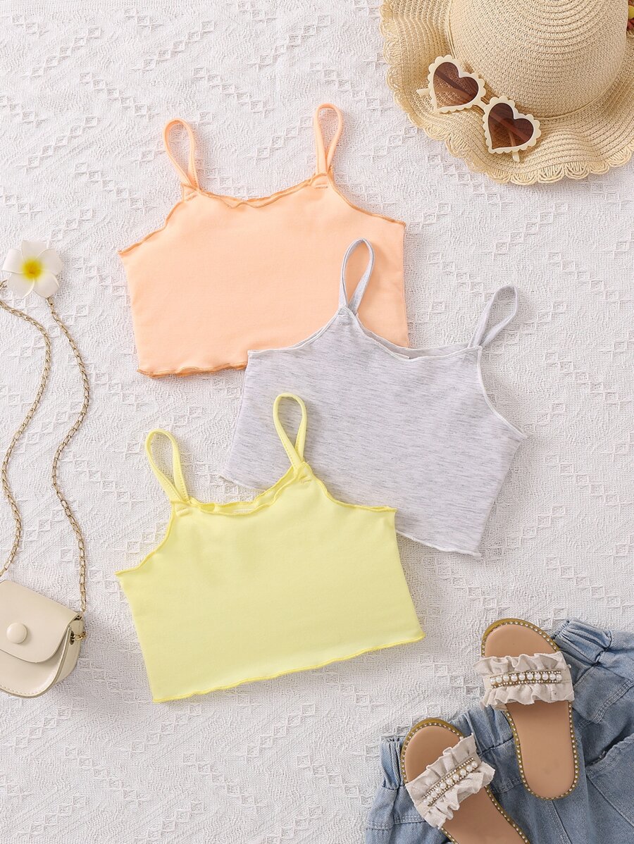 SHEIN 小女童3入組木耳邊吊帶上衣