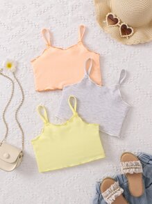 SHEIN 小女童3入組木耳邊吊帶上衣