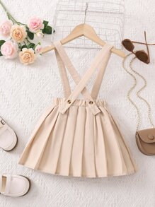 SHEIN Genkimix Kids 年輕女孩褶皺擺子圍裙裙