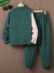 Boys Two Tone Pocket Patched Shirt & Trousers - Multicolor - View 2