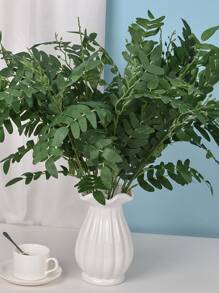 1pc Artificial Leaf, Green Faux Leaf Branch For Home Decor - Green - View 6