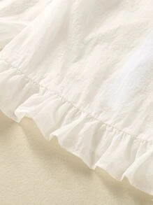 Toddler Girls Ruffle Hem Flounce Sleeve Hooded Zipper Front Kimono - White - View 4