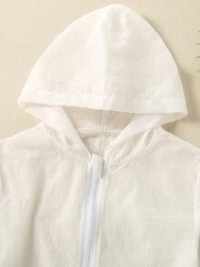 Toddler Girls Ruffle Hem Flounce Sleeve Hooded Zipper Front Kimono - White - View 5