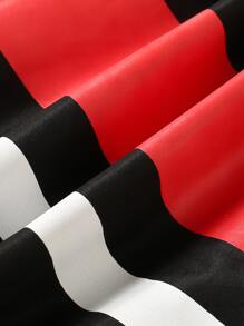 Niñito Shorts de natación de color combinado de cintura con cordón - Negro - Ver 5