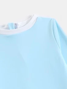 Baby Ruffle Trim Zipper Back One Piece Swimsuit - Baby Blue - View 4