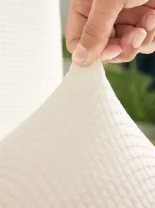 1 件纯色弹性玉米绒椅套，可拆卸座椅保护套，适合各种场合 - 白色 - 查看 6