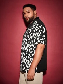 EASEVO Men Plus Graphic Print Shirt - Black and White - View 4