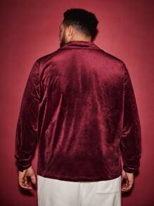 Manfinity Men Plus Flap Pocket Lapel Neck Jacket - Burgundy - View 2