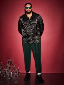 Manfinity Men Plus Floral Jacquard Shirt - Black - View 4