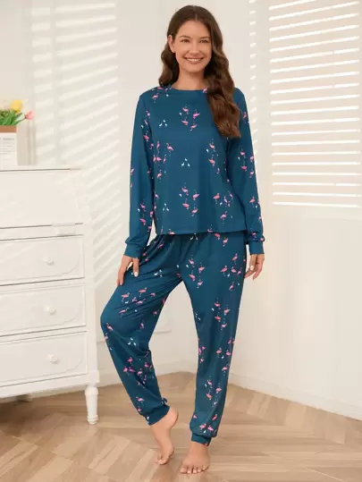 Flamingo Print PJ Set / Pajama Set