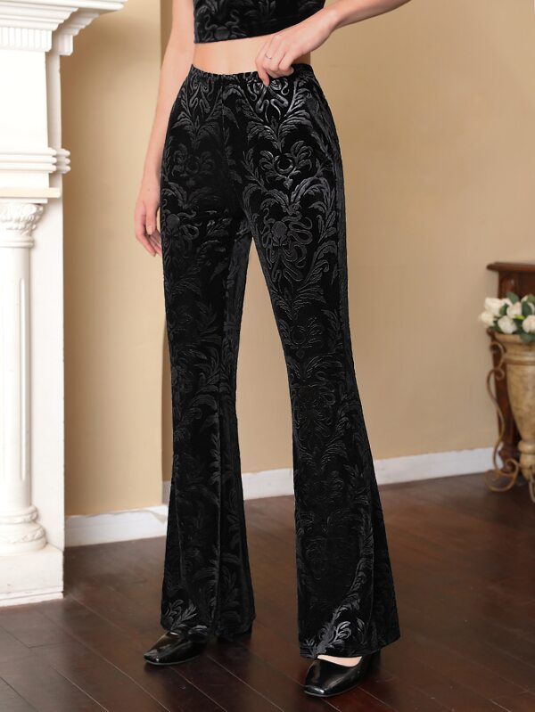 SHEIN MOD Floral Print Flare Leg Pants