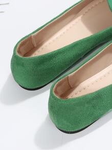 女士樂福鞋仿麂皮尖頭時尚平底鞋 - 綠色 - 查看 5