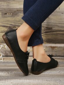 Lace-up Front Oxford Shoes - Black - View 3