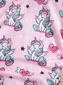 Toddler Girls Unicorn & Heart Print Ruched Side Tee Dress - Pink - View 6