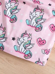 Toddler Girls Unicorn & Heart Print Ruched Side Tee Dress - Pink - View 7