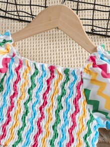 Đầm bé gái Xù Dải chun In chữ V Dễ thương - Nhiều màu - Xem 4