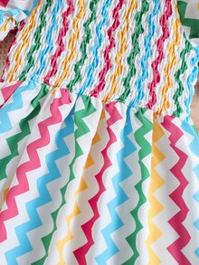 Đầm bé gái Xù Dải chun In chữ V Dễ thương - Nhiều màu - Xem 5