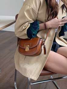 迷你金屬裝飾方包 - 棕色 - 查看 3