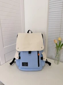 Pilotbird Colourblock Letter Patch Decor Functional Backpack - Blue - View 7