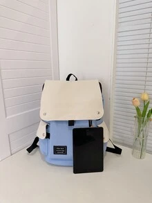 Pilotbird Colourblock Letter Patch Decor Functional Backpack - Blue - View 8