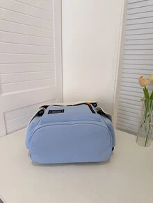 Pilotbird Colourblock Letter Patch Decor Functional Backpack - Blue - View 5