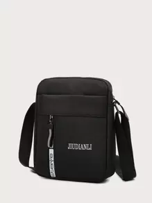 High School Students University Freshman Multifunctional Sling Bag Shoulder Bag Casual Bag Mini Men Letter Graphic Square Bag, Handbag Schoolbag For Travel,College,Outdoors,Sports,Commute Crossbody Bag Side Bag Holiday Essentials Going Out Lightweight Carry On With Adjustable Strap College Bag Fathers Day Gifts Summer Sling Bag For Man Man Bag Cross Body Bag Side Bag Back To School School Supplies Fall Messenger Bag Bag For Man Cylinder Bag Old Money Halloween Christmas - Black - View 2