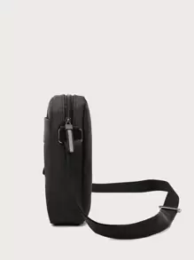 High School Students University Freshman Multifunctional Sling Bag Shoulder Bag Casual Bag Mini Men Letter Graphic Square Bag, Handbag Schoolbag For Travel,College,Outdoors,Sports,Commute Crossbody Bag Side Bag Holiday Essentials Going Out Lightweight Carry On With Adjustable Strap College Bag Fathers Day Gifts Summer Sling Bag For Man Man Bag Cross Body Bag Side Bag Back To School School Supplies Fall Messenger Bag Bag For Man Cylinder Bag Old Money Halloween Christmas - Black - View 3