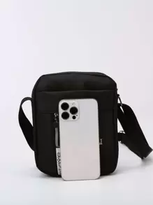 High School Students University Freshman Multifunctional Sling Bag Shoulder Bag Casual Bag Mini Men Letter Graphic Square Bag, Handbag Schoolbag For Travel,College,Outdoors,Sports,Commute Crossbody Bag Side Bag Holiday Essentials Going Out Lightweight Carry On With Adjustable Strap College Bag Fathers Day Gifts Summer Sling Bag For Man Man Bag Cross Body Bag Side Bag Back To School School Supplies Fall Messenger Bag Bag For Man Cylinder Bag Old Money Halloween Christmas - Black - View 7