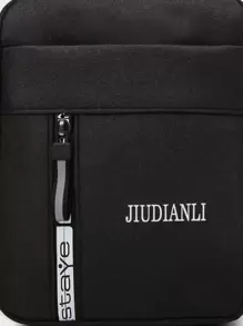 High School Students University Freshman Multifunctional Sling Bag Shoulder Bag Casual Bag Mini Men Letter Graphic Square Bag, Handbag Schoolbag For Travel,College,Outdoors,Sports,Commute Crossbody Bag Side Bag Holiday Essentials Going Out Lightweight Carry On With Adjustable Strap College Bag Fathers Day Gifts Summer Sling Bag For Man Man Bag Cross Body Bag Side Bag Back To School School Supplies Fall Messenger Bag Bag For Man Cylinder Bag Old Money Halloween Christmas - Black - View 9