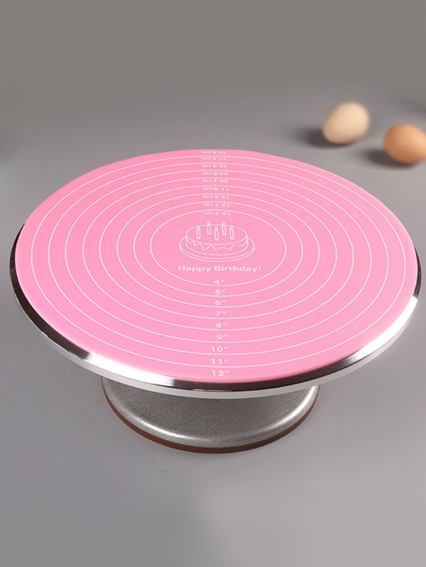 1pc  Silicone Baking Mat Cake Mat Silicone Cake Mat Silicone Baking Mat with Measurements for Cake Turntable Stand Non-Stick Heat Resistant Pastry Baking Sheet -Pink