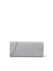 Bolsa cuadrada brillante con cadena - Plateado - Ver 2