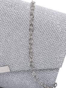 Bolsa cuadrada brillante con cadena - Plateado - Ver 6