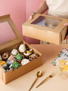 2入組多格蛋糕打包盒 - 卡其色 - 查看 2